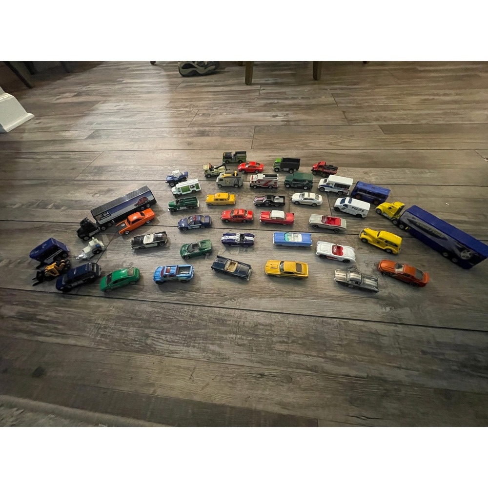 Mixed Diecast Toy Car Lot Matchbox Hot Wheels Rescue Police Trucks 35+ Pieces